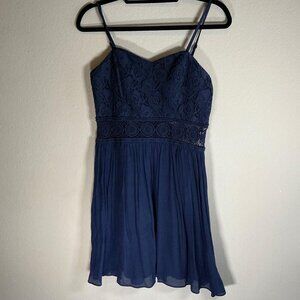 By & BY Women's Dress with Laced Bodice and Thin Straps, Size 11, Blue (NWT)